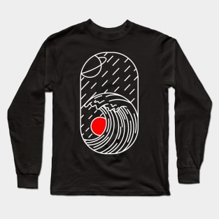 Kanagawa wave red sun Long Sleeve T-Shirt